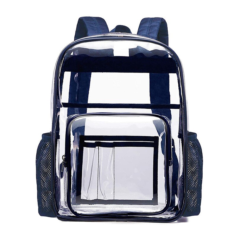 Pvc Waterdicht Transparant Schooltas See Through Rugzakken Grote Capaciteit Rugzak Solid Clear Rugzak: navy