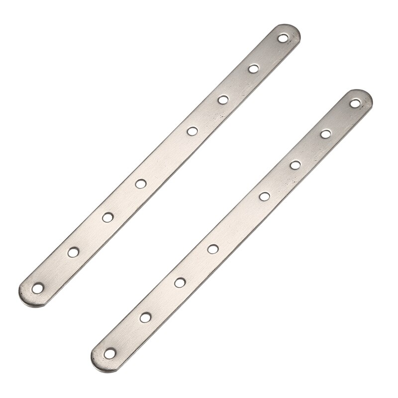 8-Hole Flat Steel Straight Plate Bracket - Reinforced Silver  -通用-