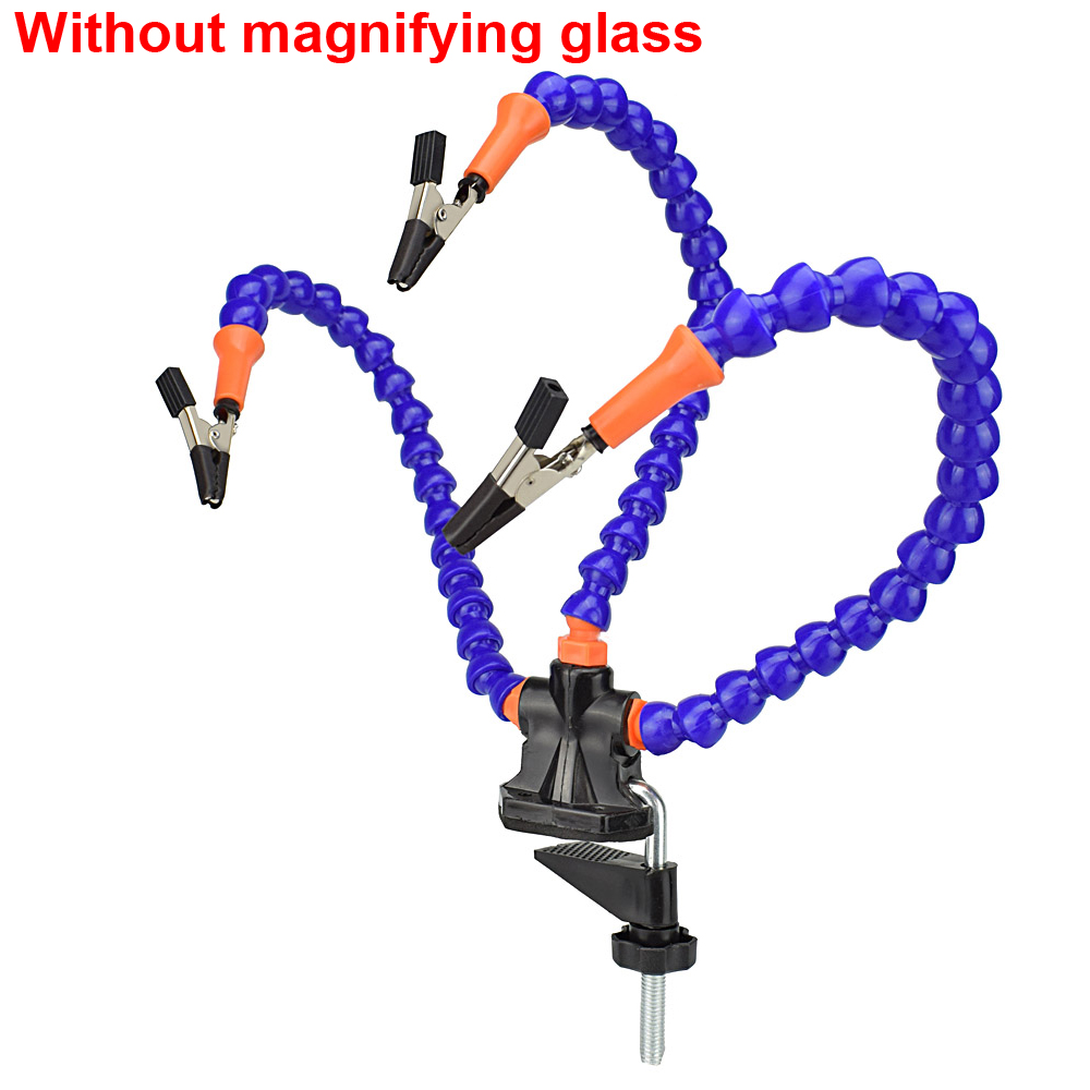 NEWACALOX Soldering Iron Holder PCB Clip Welding Repair Fixture Tool USB 3X LED Magnifier Soldering Flexible Arm Third Hand: TO-SN3SB