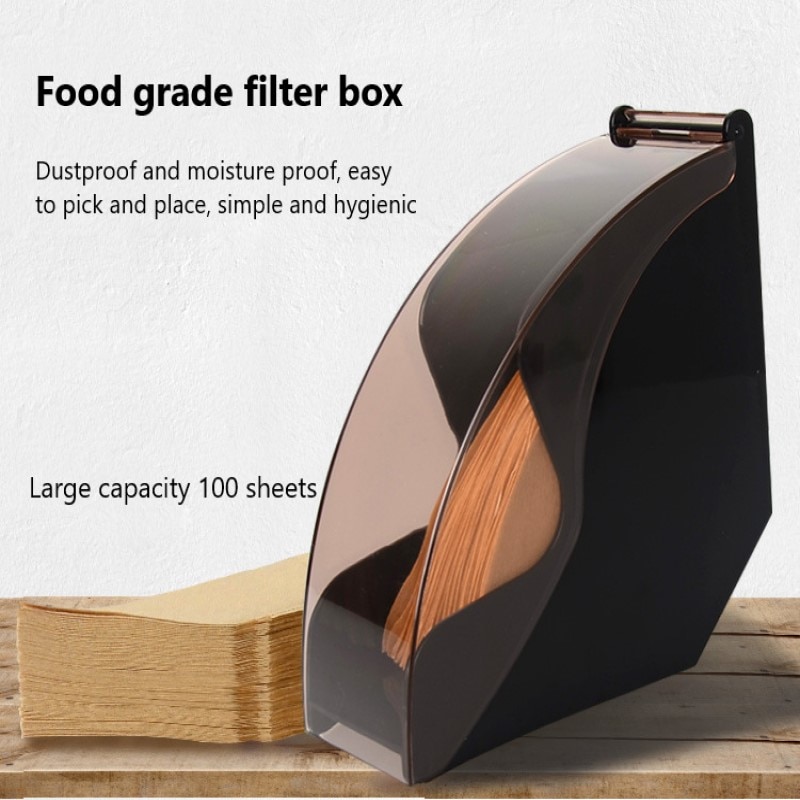 Stort kaffefilterpapper holde filterpapperslåda filtreringspapper förvaringsställ kaffeverktyg dammsäkert med lock kaffemaskin