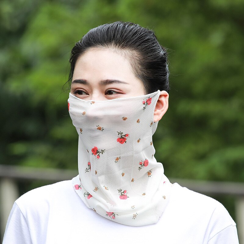 Summer Sunscreen Ear-Hanging Face Bandana Sun Protection Face Cover for Women Men Outdoors Activity LDF668 One Size: small red flowers
