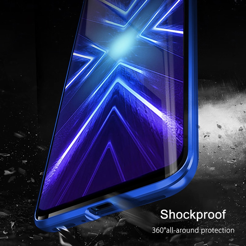 Caso magnético para huawei honor 9x STK-LX1 global 6.59 "capa de telefone de vidro temperado lado duplo em honor9x honor9x premium coque