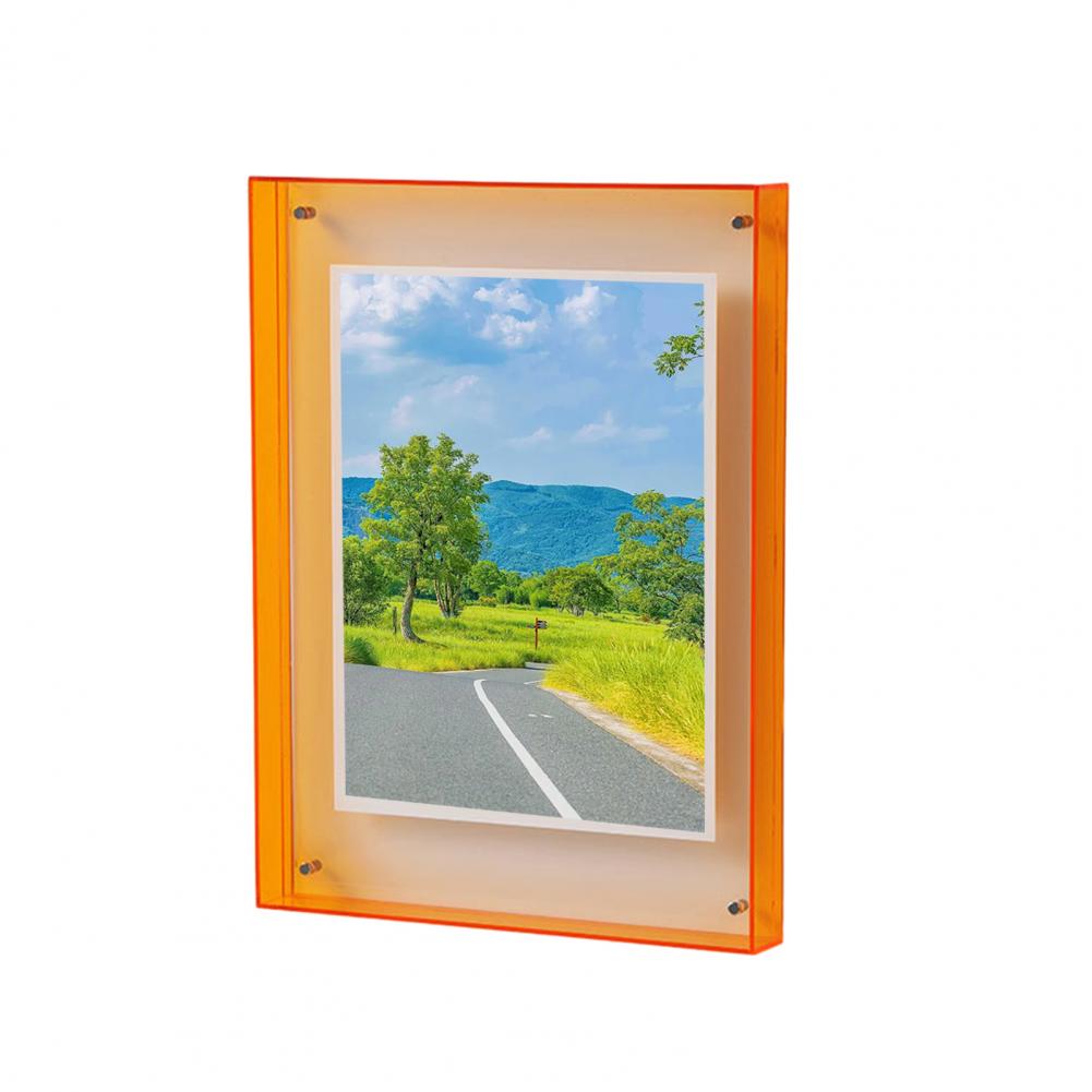 Floating Photo Frame Acrylic Picture Frame Neon Desk Wall Mounted Art Frame For Gallery Ins Style Home Office Room Decoration: SKY BLUE
