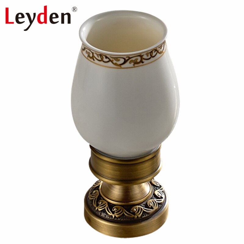 Leyden antiguo latón/orbe tallado flor patrón cepillo de dientes titular con una sola cerámica cobre taza vaso accesorios de baño: Antique Brass