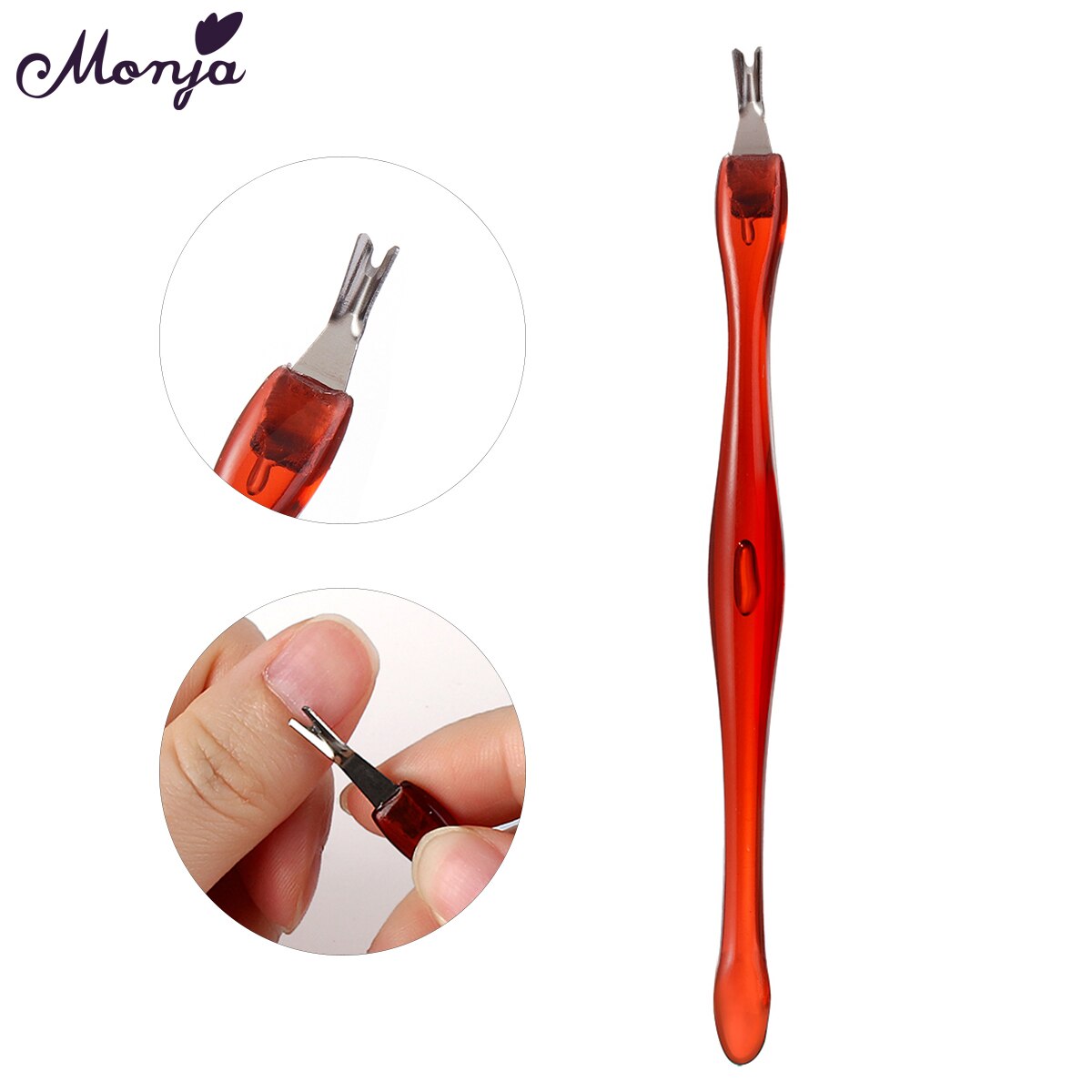 Monja 1 Piece Brown Color Stainless Steel Nail Art Dead Skin Fork Finger Cuticle Pusher Remover Manicure Care Tool