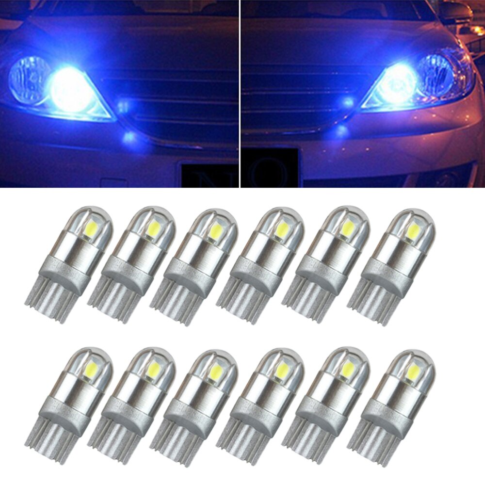 12 Stuks Led Auto Staart Lamp Remlichten Auto Reverse Lamp Dagrijverlichting Signaal Licht (T10 3030 Blauw Licht)