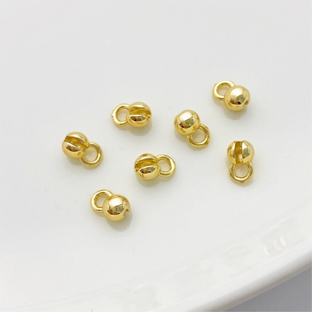10 Stück 18 Karat vergoldete Durcheinander-Lederband-Quetschperlen mit Schlaufe, Muschelperlen, Enden für 1,5 mm Kette, Halskette, Schmuckherstellung
