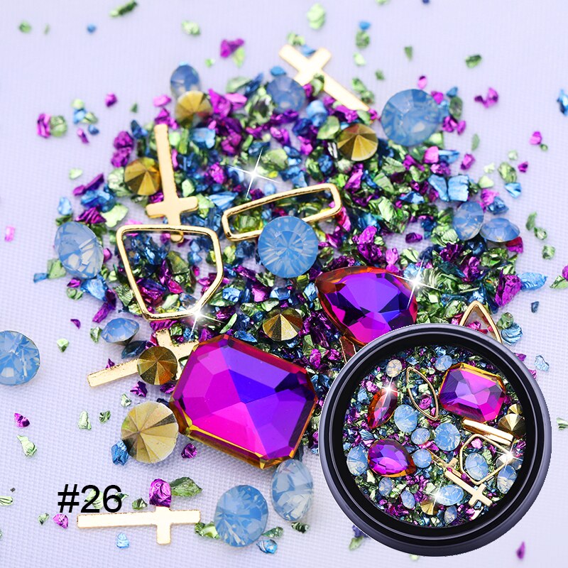 1 stk 3d negle rhinestones sten blandede farverige gør-det-selv-decals med neglebuede pincetkrystaller nail art gør-det-selv dekorationer