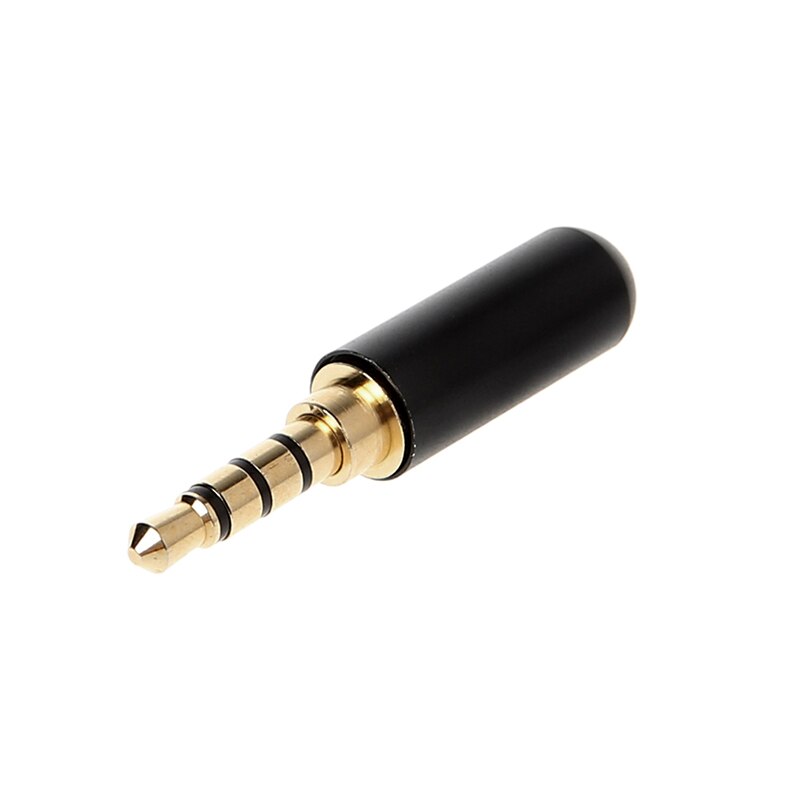 DIY Earphone 3.5mm 4 Pole Stereo Jack Gold Plated Headphone Repair Jack Adapter Metal Alloy Audio Wire Solder Connector: Black / 1 Pcs