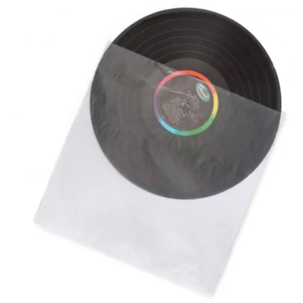 50 stück vinyl-schallplatten-aufbewahrungstaschen, flache taschen, außenhüllen ohne verschluss, runde schutzhülle, durchsichtiger, verdickter behälter