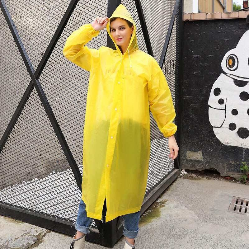 Chubasquero Reutilizable para Hombre y Mujer, Poncho Impermeable de Plástico EVA con Capucha para la Lluvia: YELLOW