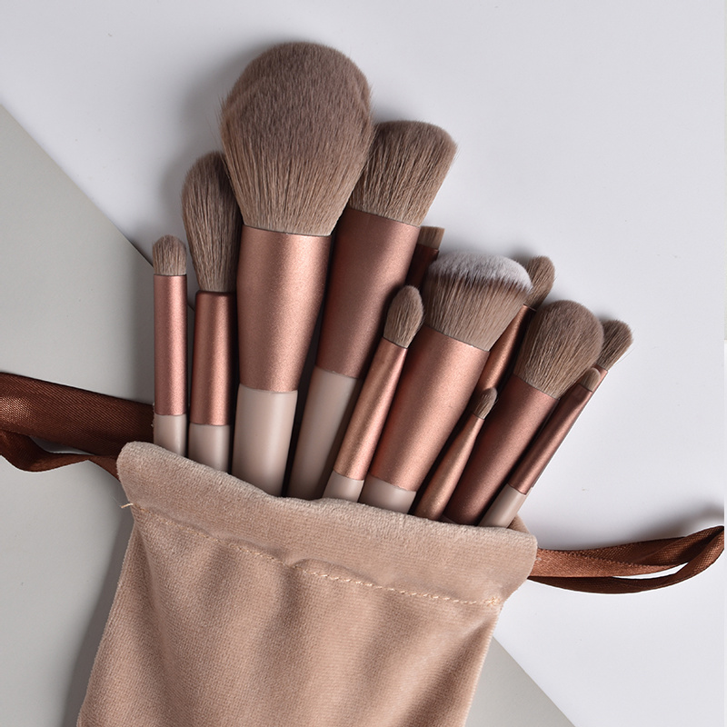 13- -pack sminkborsteset mjuk päls skönhet highlighter foundation concealer mångsidigt sminkverktyg