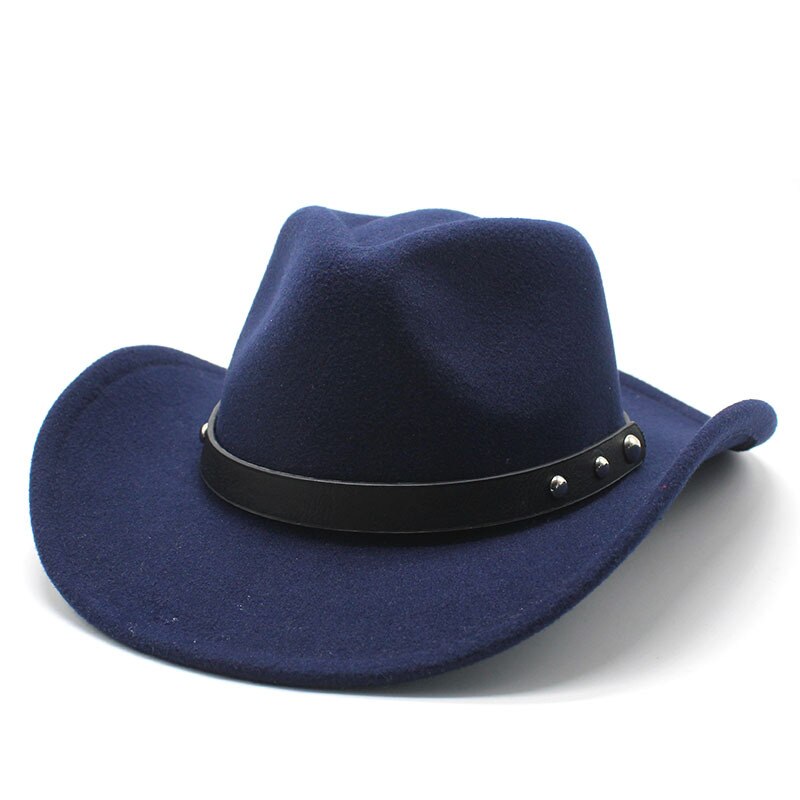 Punk estilo ala vaquera vaquero del Oeste se Jazz tapa CABALLERO DAMA Sombrero Hombre Cap: Navy