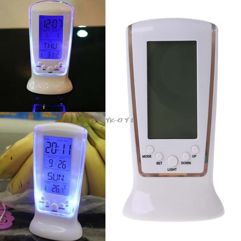 Digitale Lcd Wekker Kalender Thermometer Achtergrondverlichting Home Essentiële