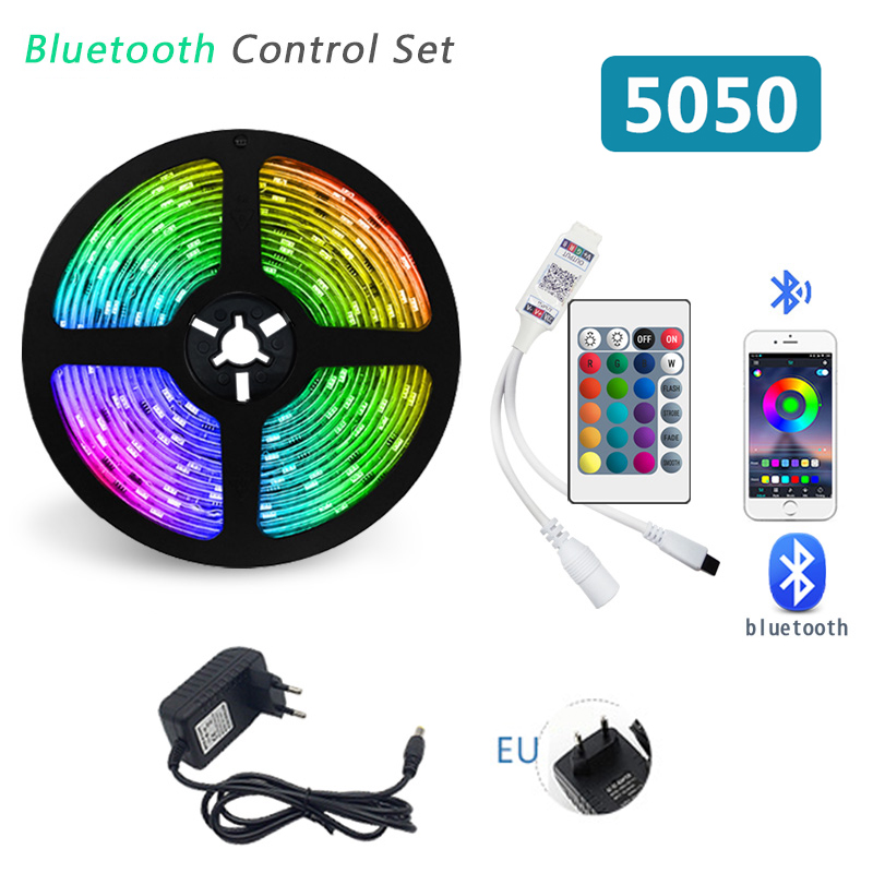 5meters 5050 Kit Bright Waterproof RGB LED Light Strips Lamp light Tape 220V Ribbon Band with Remote Controller: BT-EU Plug
