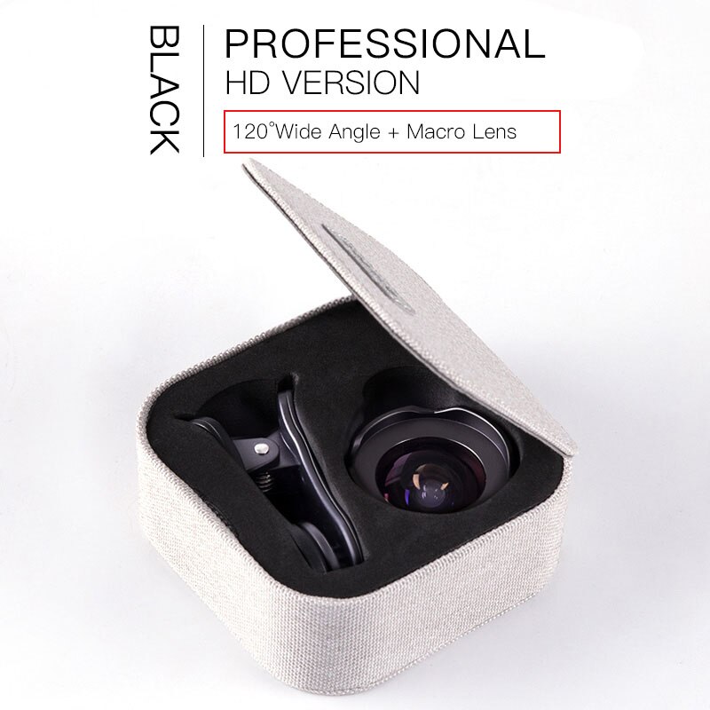 Baseus Mobile Phone Lens Wide Angle Fish eye Fisheye 15X Macro Camera Lens For iPhone Xs Max Xr X Samsung S10 S9 Huawei P30 Pro: HD version Black