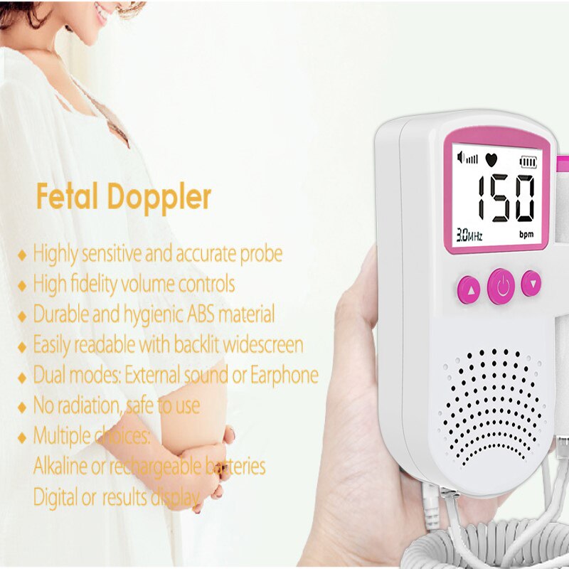 Huishouden Babyfoon Foetale Doppler Echografie Foetus Doppler Detector Draagbare Sonar Doppler Voor Zwangere 3.0Mhz Geen Straling