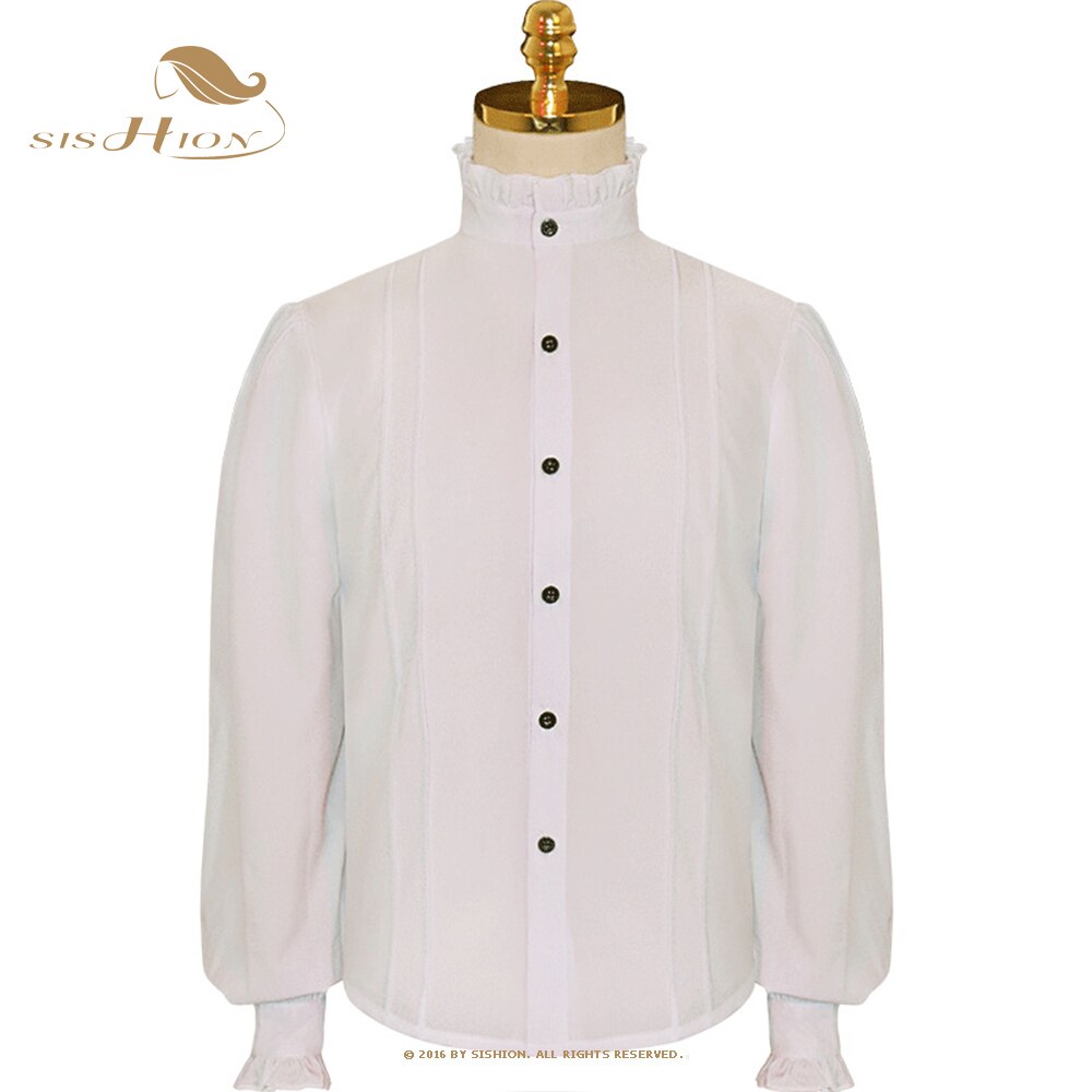 SISHION 2022 Men's Renaissance Clothing Shirt Medieval Steampunk Pirate Tops Chemise Homme White Vintage Shirts for Men VD1987
