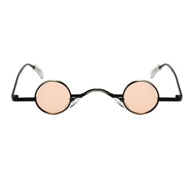 1pc retro  uv400 mini zonnebrillen rond heren metalen legering montuur hars lenzen goud zwart rood kleine ronde montuur zonnebril: Roze