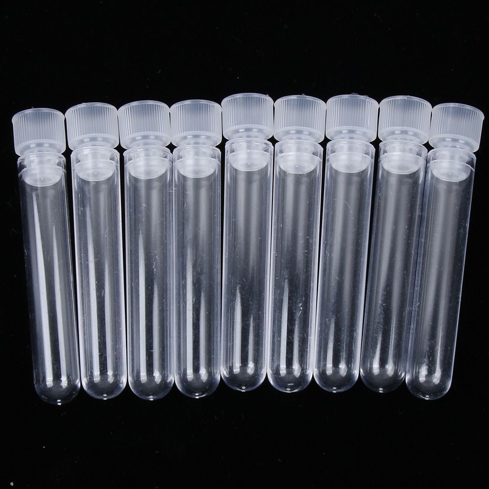 10 stk. 12mm*75ml klart plastik reagensglas med lågformet bund, lang gennemsigtig reagensglas laboratorieeksperiment tilbehør