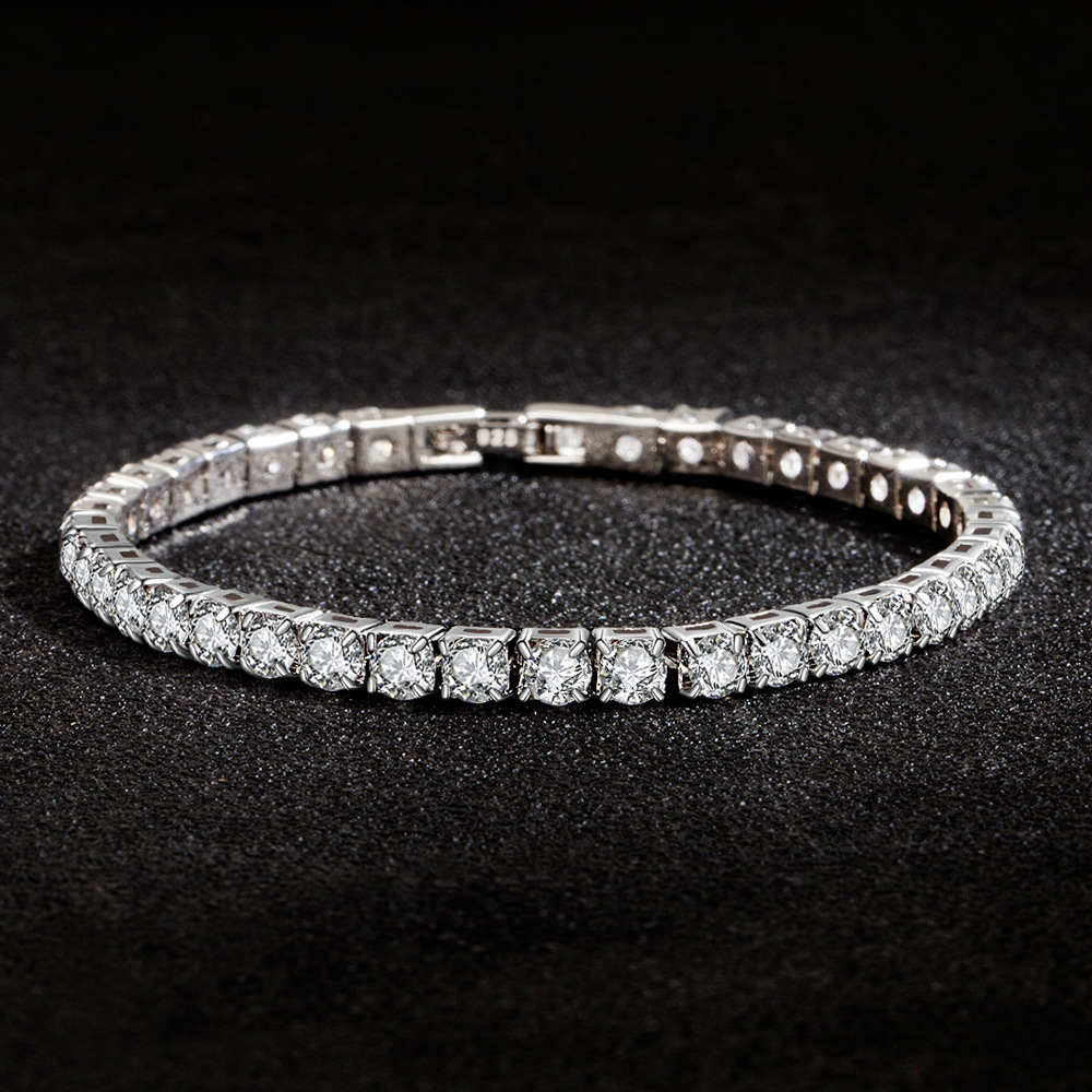 Vehong-Bracelet en argent regardé S925 avec balle de tennis pour femme, bijoux de fiançailles simples, breloque de mariage, contre-indiqué, , 4mm, 16-20cm