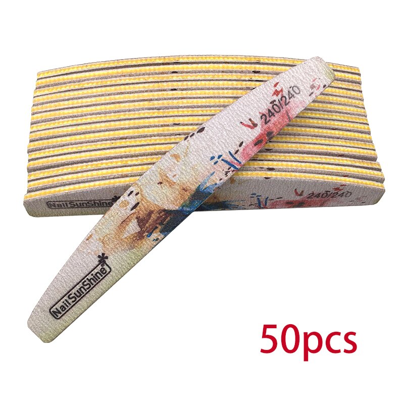 25/50pcs Nail File 80/100/150/180/240/320 Thick Nail Buffer Sandpaper Nail Gel Polish File Flower Sanding Tools: 240 Grit 50pcs