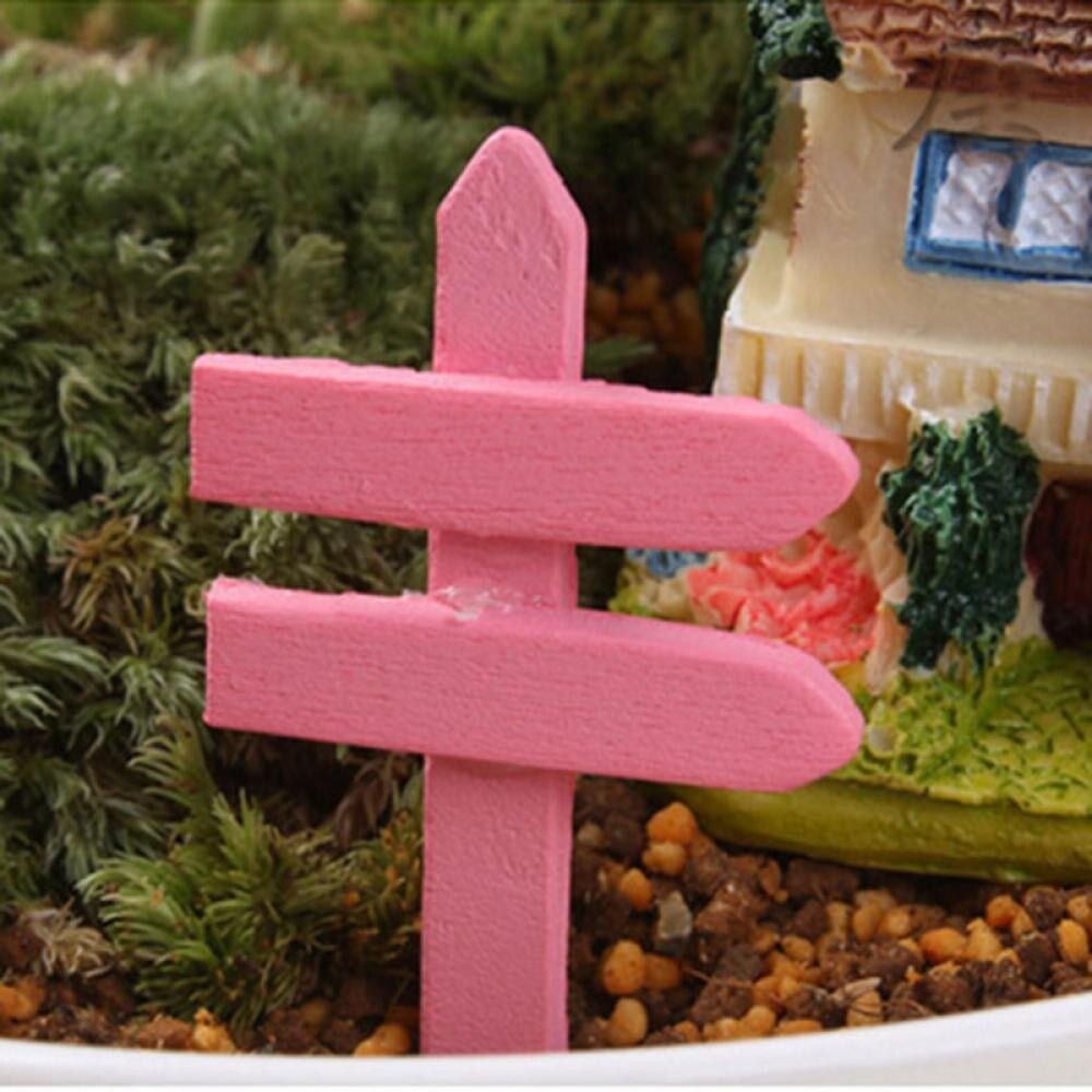 10PCS Wooden Fence Signpost Garden Ornament DIY Plant Label Pots Scenery Decor