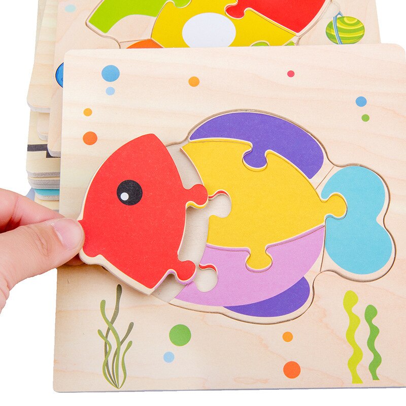 Forma Cognizione Bordo Bambini di Puzzle di Puzzle Giocattoli Di Legno Per Bambini Giocattolo Educativo Del Bambino Montessori Apprendimento Partita Giocattoli Dei Mattoni: Xjy06 fish