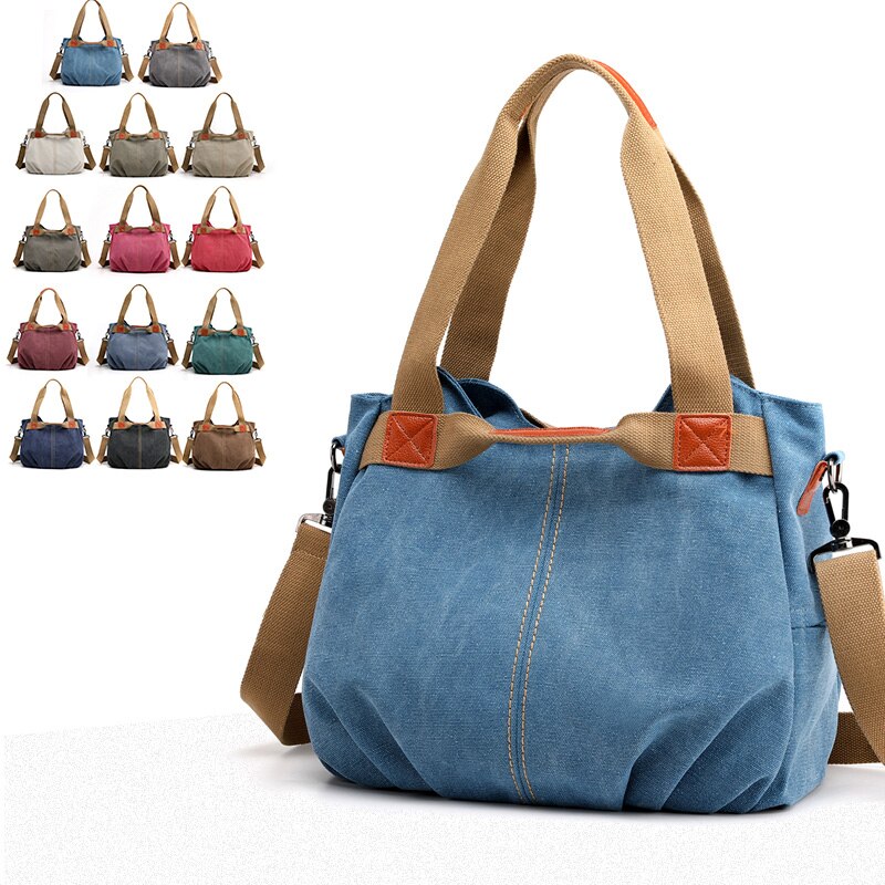 13 kleuren Mode Vrouwen Canvas Handtassen Messenger Tassen Vrouwelijke schoudertassen Dames Crossbody Tote Bag Bolsas