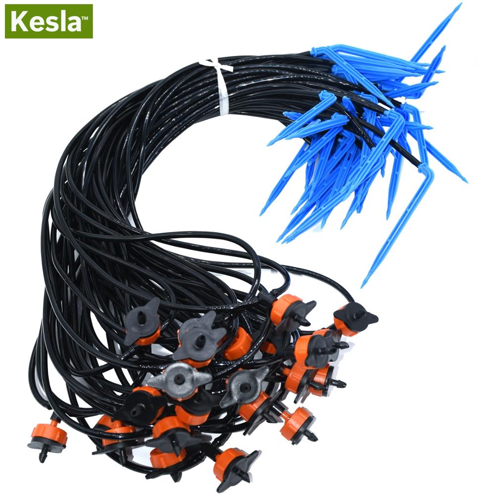 Sistema de riego por goteo para bonsái, conjunto de distribución de araña con 2 flechas de codo, gotero de 2 vías, emisores, Kits, 2L/H, 50 Uds.