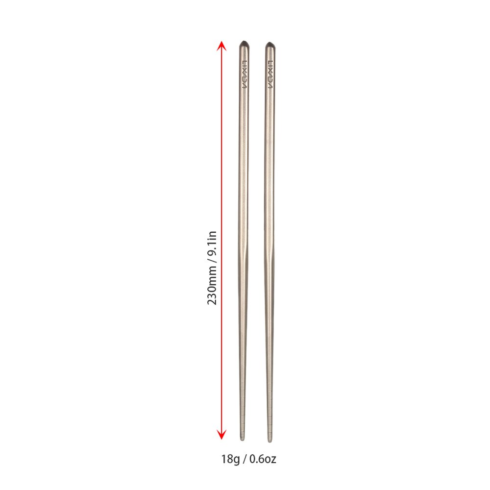 Lixada-palillos de titanio para exteriores, antideslizantes, Chino, palillos chinos reutilizables, 1 par: 230mm Chopsticks