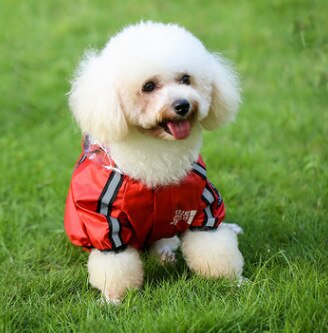 Dog Waterproof Raincoats Dog Clothes Waterproof Raincoat Jumpsuit Reflective Rain Coat Hooded Waterproof Jackets: red / L