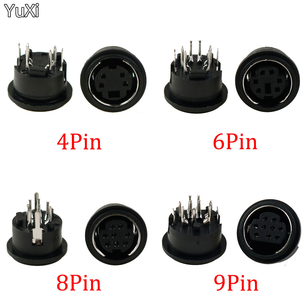 YUXI 10pcs 4Pin 6Pin 8Pin 9Pin Din Vrouwelijke Socket Connector Jack Terminal PCB Chassis PC Computer Connector