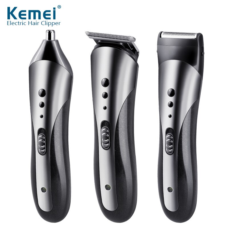 Kemei 3 in 1 Electric Shaver Hair Trimmer Rechargeable Electric Nose Ear Hair Clipper Beard Razor Machine KM-1407