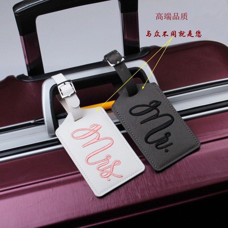 Valigia moda etichette per bagagli borsa pendente ricamo Mr &amp; Mrs accessori da viaggio nome ID indirizzo etichetta di invito VIP di nozze