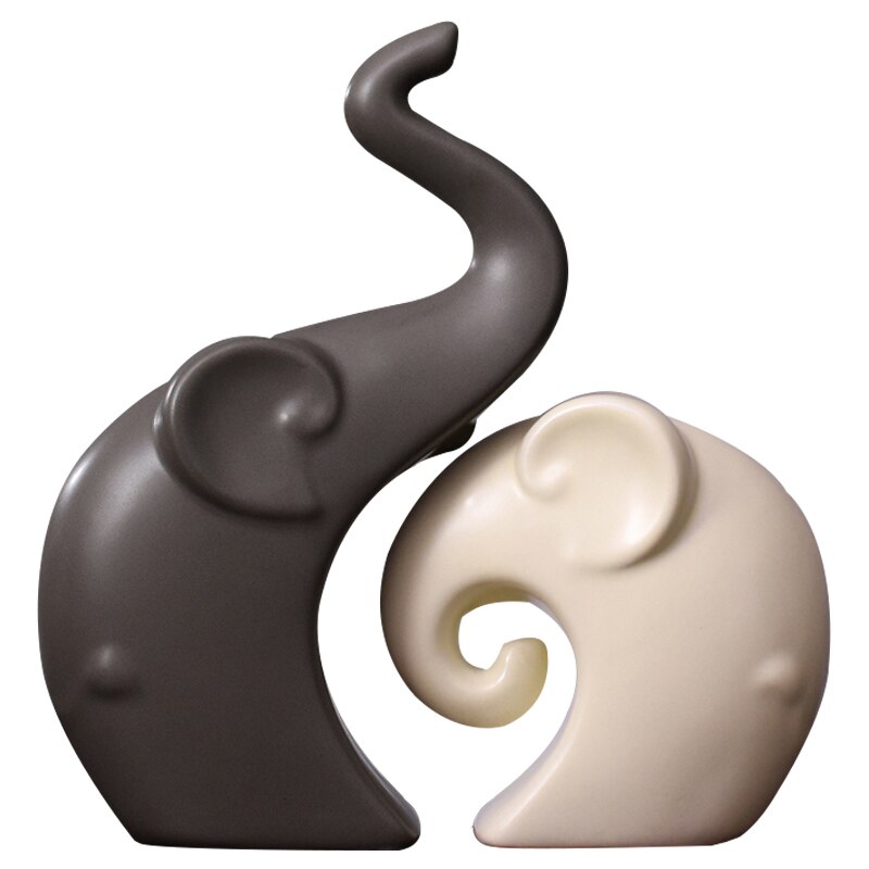 Nordic Style Elephant Statue Ceramic Couple Elephant Family Elephant Sculptures Home Decor Crafts GY05