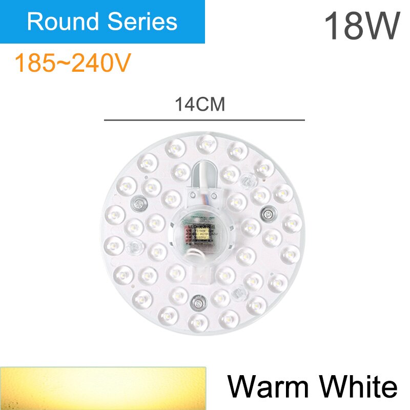 Kaguyahime AC 220 V Celling Lamp Lichtbron LED Light Panel 12 W 18 W 24 W Module Lamp LED ronde Plafond Buis Voor woonkamer: 18W Round Warm