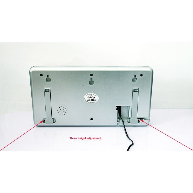 Large LED Digital Wall Clock with Calendar Temperature Date and Week Display Kickout Stand for Desk Big Bright Red Digits