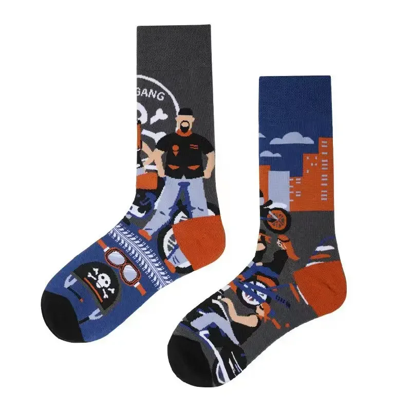 Nueva AB asimétrico Pato Mandarín calcetines para hombres y mujeres de dibujos animados divertido lindo Animal medio alto calcetines de algodón de tubo