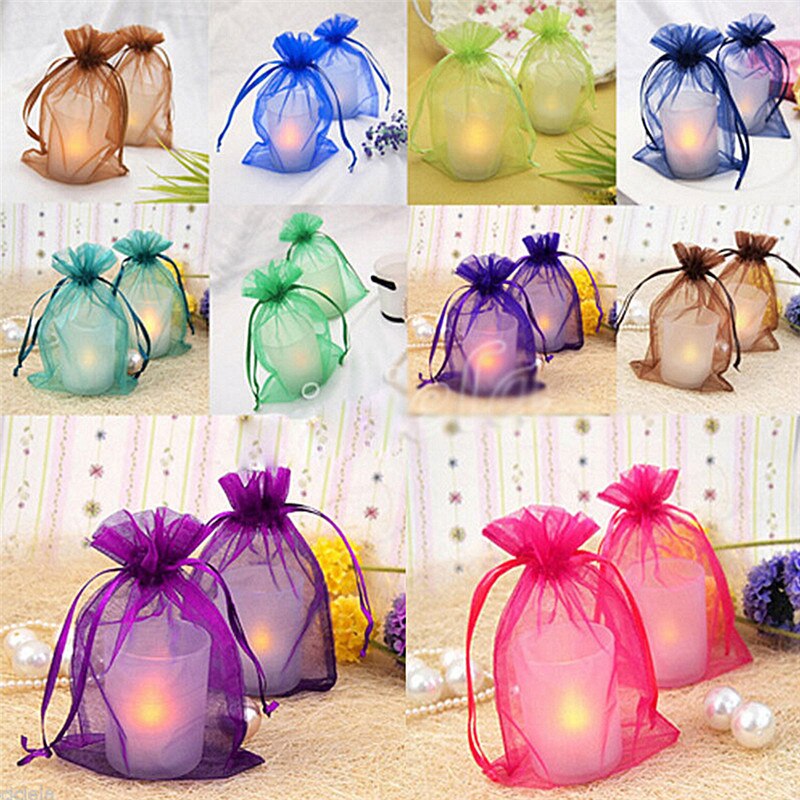 50pc Organza Bags Jewelry Candy Bag Wedding Favors Bags Mesh Pouches