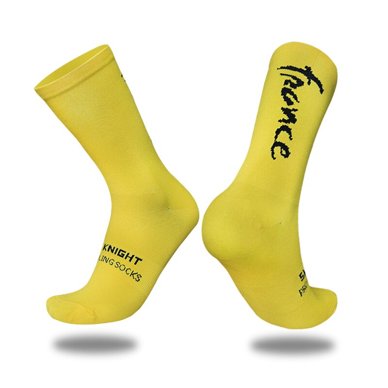 New Pro competizione calzini da Ciclismo lettera calzini sportivi compressione traspirante calzini da bici da esterno uomo donna Calcetines Ciclismo: A2 yellow