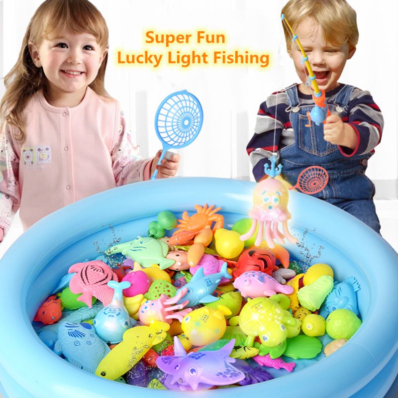 NEUE! Überraschung Schatz Angeln Spielzeug Set, Induktion Licht Up Magnetischen Angeln Spielzeug, Jungen Mädchen Bad Spielzeug Party Spiel