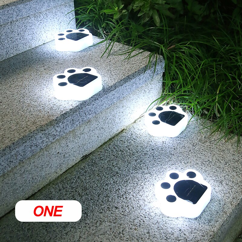 Led Solar Lampen Bear Paw Print Verlichting Buiten Straat Lamp Led Path Decoratieve Verlichting Voetafdrukken Lamp Voor Tuin Gazons Yard: 1pc White