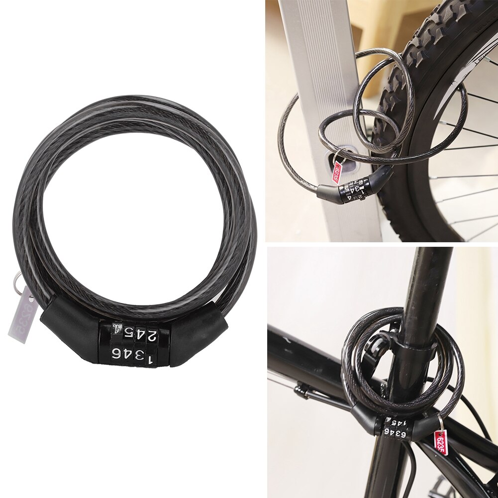 Anti-theft Bike Mountain Bicycle Chain Lock Cable Steel Lock Safety Fixed Password