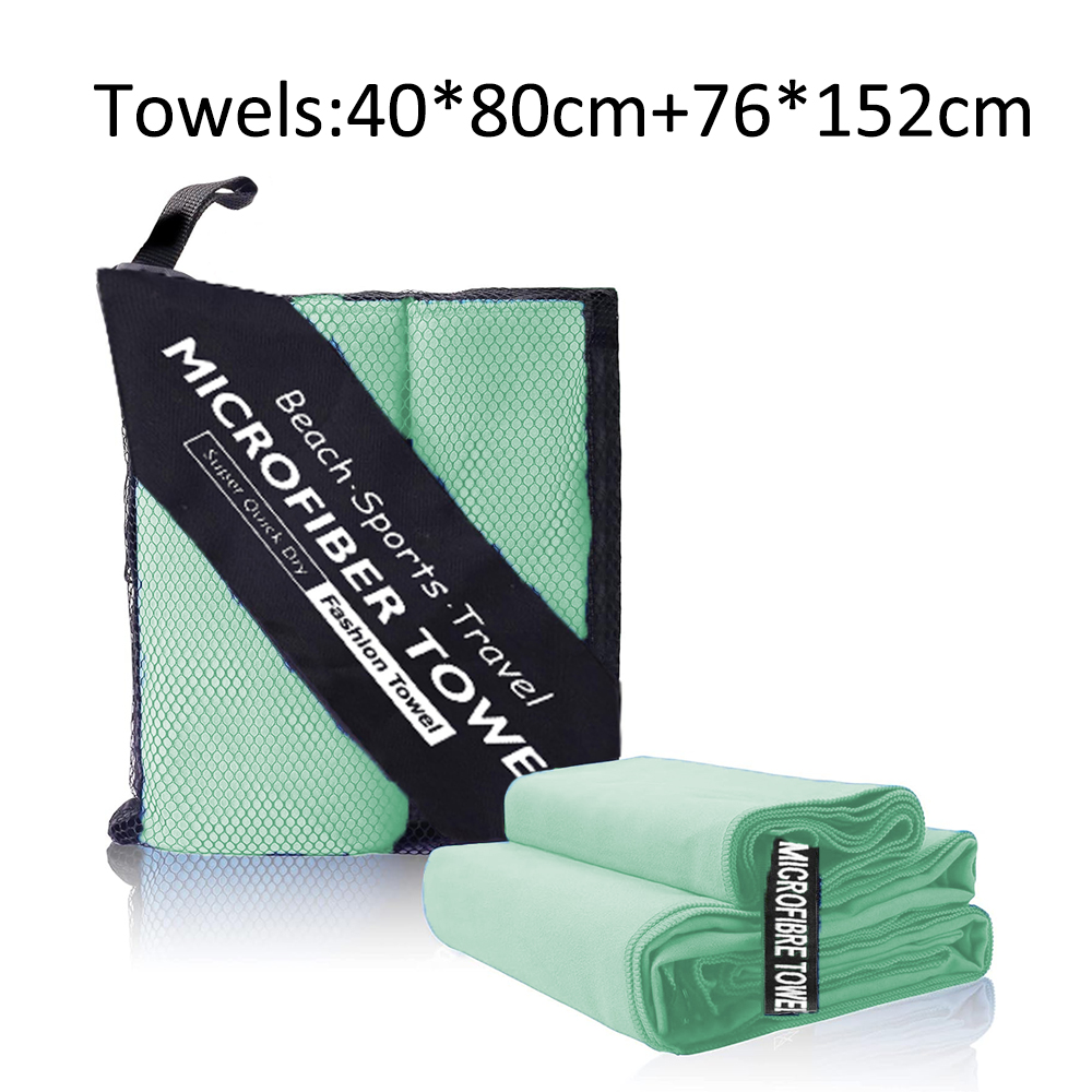 2-er- Pack mikrofaser-schnelltrocknungshandtücher: kompakt, weich, leicht und Ideal für Camping, wandern, fitnessstudio, Yoga, Strand, Sport und schwimmen.: Hellgrün