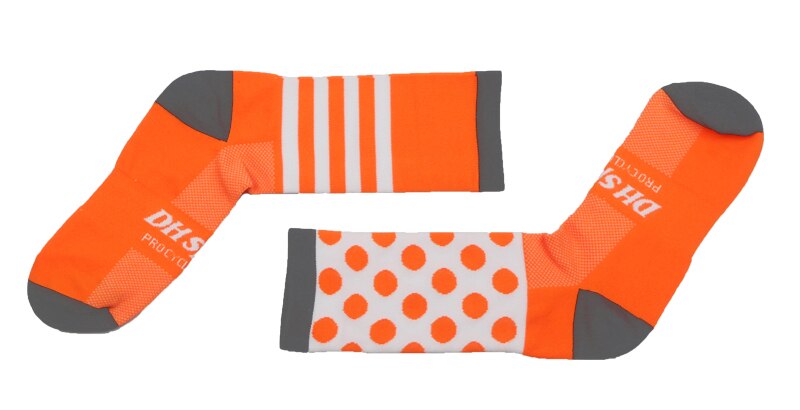 DH SPORTS Cycling Socks Men Women Protect Feet Breathable Sock Kids Outdoor Road Bike Socks Bicycle Accessories: Orange Gray / 3 to 6 year kids