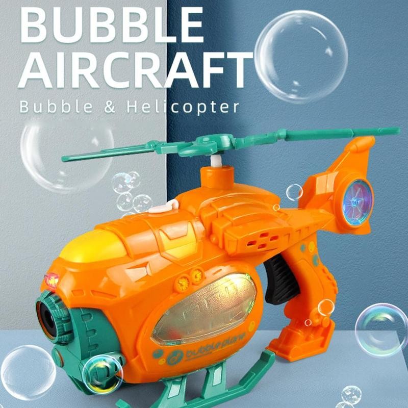 Vliegtuig Bubble Machine 1Pc Zomer Outdoor Automatische Bubble Helikopter Met Licht En Muziek Elektrische Bubble Machine