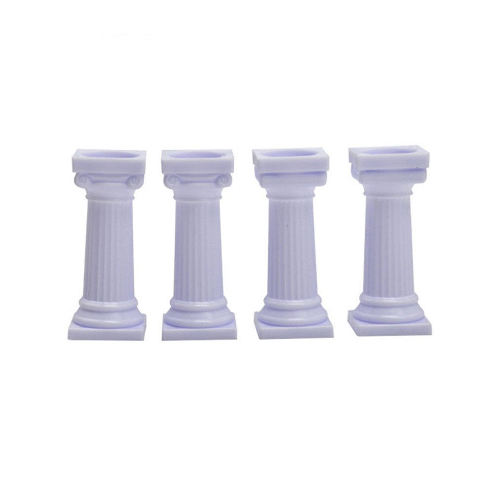 4pcs White Cake Pillars Wedding Cake Stands Cake Roman Pillar Fondant Cake Tier Separator Support Stand Decor: S