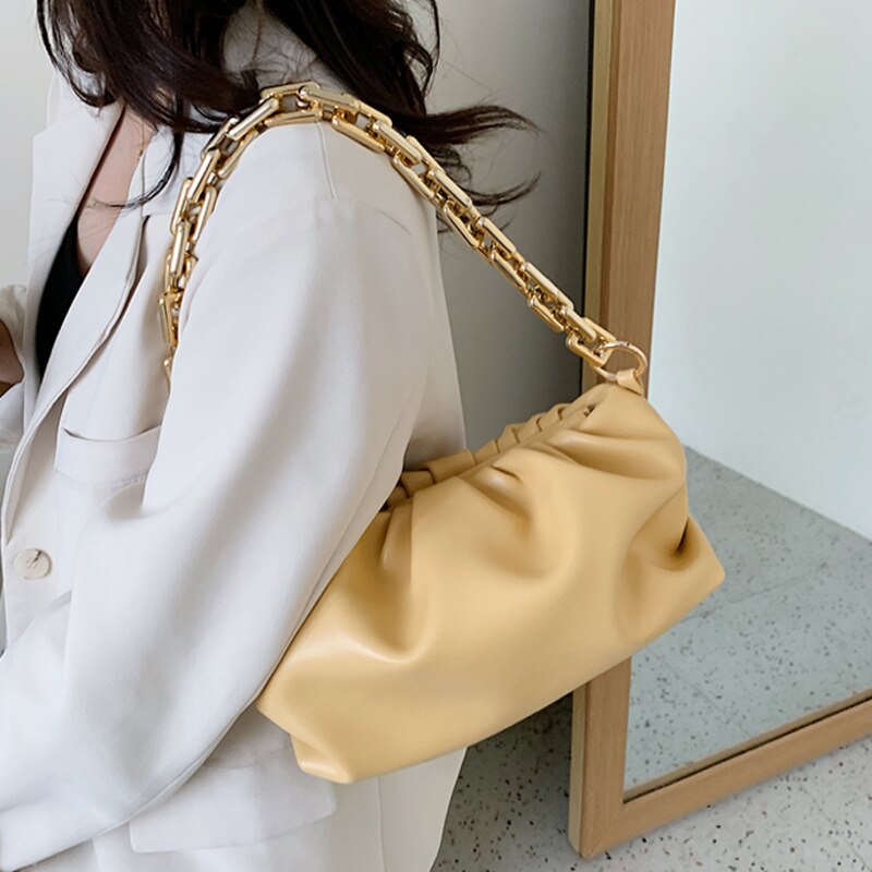 [EAM]-bandoleras con cadena dorada para mujer, bolsa nube de lujo, bolsa de mensajero tipo bandolera, bolso de mano para , HM112,