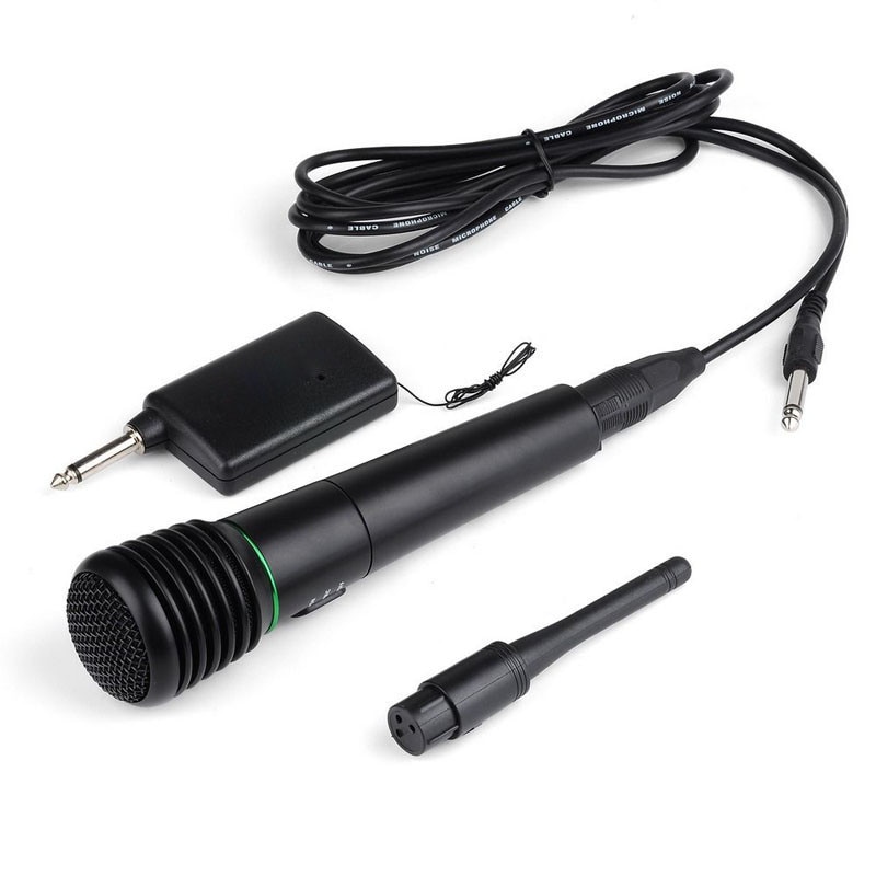 Wired or Wireless 2in1 Handheld Microphone Mic Receiver System Undirectional #H25